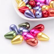 ABS Plastic Imitation Pearl Beads, Teardrop, Mixed Color, 16x10mm, Hole: 1mm(X-MACR-G003-M)