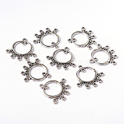 Tibetan Style Chandelier Components Links, Lead Free and Cadmium Free, Ring, Antique Silver, 26x25x2mm, Hole: 1.5mm(EA9736Y)