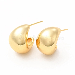 Rack Plating Brass Curved Dome Stud Earrings for Women, Cadmium Free & Lead Free, Real 18K Gold Plated, 17x15x19mm, Pin: 0.7x1.5mm(EJEW-H094-05G)