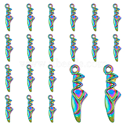 DICOSMETIC 40PCS Rainbow Color Alloy Pendants, Cadmium Free & Nickel Free & Lead Free, Ballet Shoes, Rainbow Color, 23x6.5x4.5mm, Hole: 1.6mm(PALLOY-DC0001-21)