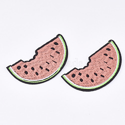 Computerized Embroidery Cloth Iron on/Sew on Patches, Appliques, Costume Accessories, Watermelon, Pink, 38x71x1mm(FIND-T030-304)