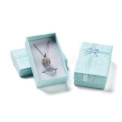 Cardboard Paper Necklace Boxes, Necklace Gift Case with Sponge Inside and Bowknot, Rectangle, Cyan, 5.2x8.2x3cm(X-CON-G021-01A-03)