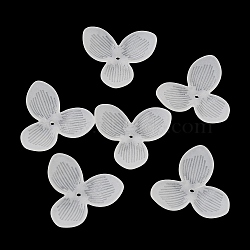 3-Petal Frosted Acrylic Bead Caps, Flower, White, 32x34x5.5mm, Hole: 1.6mm, about 471pcs/500g(SACR-F016-01B)