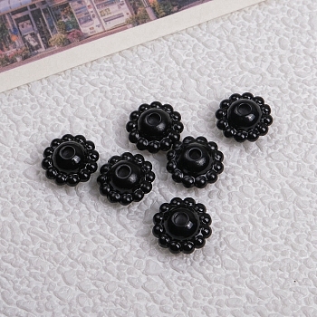 Opaque Acrylic Beads, Flower, Black, 9x5mm, Hole: 2mm