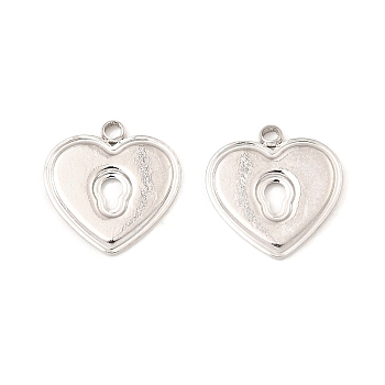 304 Stainless Steel Charms, Heart Lock Charm, Stainless Steel Color, 13.5x13x1mm, Hole: 1.5mm