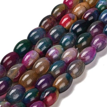 Natural Agate Beads Strands, Bongo Shape, Dyed & Heated, Drum, Colorful, 13~14x10mm, Hole: 1.2mm, about 28pcs/strand, 15.16''(38.5cm)