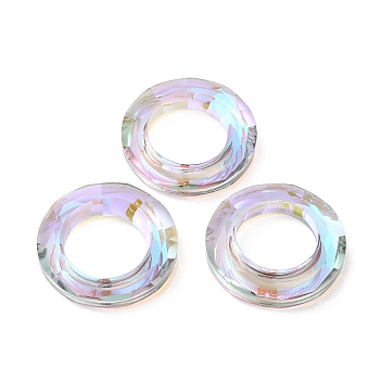 Electroplate Glass Linking Rings, Crystal Cosmic Ring, Prism Ring, Faceted, Round Ring, Pearl Pink, 30x6.5mm, Inner Diameter: 17mm