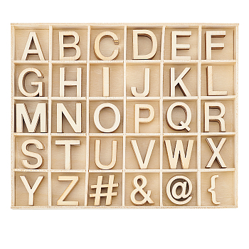 Unfinished Wood Letter A~Z & Symbol Pieces Sets, Children Toys, Light Khaki, 29.5x6~29.5x1.5mm, 180pcs/set