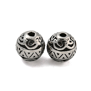 Round 304 Stainless Steel Beads, Antique Silver, 8.5x8mm, Hole: 1.8mm