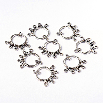 Tibetan Style Chandelier Components Links, Lead Free and Cadmium Free, Ring, Antique Silver, 26x25x2mm, Hole: 1.5mm