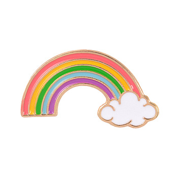 Creative Zinc Alloy Brooches, Enamel Lapel Pin, with Enamel and Iron Butterfly Clutches or Rubber Clutches, Rainbow, Golden, Colorful, 17.5x33mm, Pin: 1mm