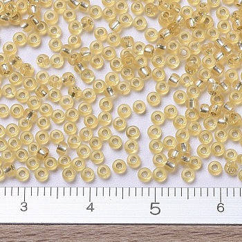 MIYUKI Round Rocailles Beads, Japanese Seed Beads, 11/0, (RR2) Silverlined Light Gold, 11/0, 2x1.3mm, Hole: 0.8mm, about 5500pcs/50g