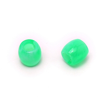 Resin Large Hole Beads, Barrel, Spring Green, 11.5x11mm, Hole: 6mm, about 49pcs/32g