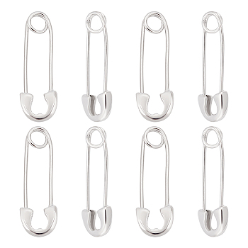 4 Pair Sterling Silver Safety Pin Shape Dangle Hoop Earrings for Men Women, Platinum, 20x6.5x2mm, Pin: 0.7mm