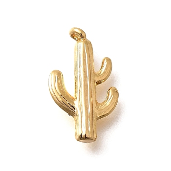 Brass Pendants, Cactus Charms, Real 18K Gold Plated, 16x9x2.5mm, Hole: 1.2mm
