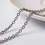 Tarnish Resistant 304 Stainless Steel Cable Chains, Unwelded, with Spool, Stainless Steel Color, 4x3x0.8mm, about 32.8 Feet(10m)/roll(CHS-H007-45P)