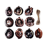 10Pcs UV Single Face Printed Wood Animal in Nest Pendant Decorations, Jute Rope Hanging Decorations, Laser Cut Wood Shapes, Mixed Color, 78.5~80x55~73x2mm, Hole: 2.5~2.8mm(WOOD-N020-15)