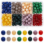 Opaque Solid Color Glass Beads Strands, Barrel, Mixed Color, 8.5x7mm, Hole: 1.2mm, 8 colors, 25pcs/color, 200pcs/box(GLAA-FH0001-24)