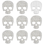 10Pcs Alloy Rhinestone Cabochons, Skull, Silver, 45x38.5x2.5mm(FIND-PH0038-53B)