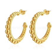 304 Stainless Steel Stud Earrings, Half Hoop Earrings for Women, Real 18K Gold Plated, 28x5mm(QB0948-2)