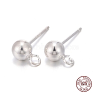 925 Sterling Silver Stud Earring Findings, with 925 Stamp, Silver, 16mm, Hole: 2mm, Pin: 0.7mm(STER-S002-50)
