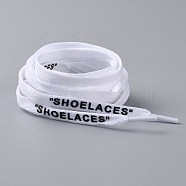 Polyester Flat Custom Shoelace, Flat Sneaker Shoe String with Word, for Kids and Adults, White, 1200x9x1.5mm, 2pcs/Pair(AJEW-H116-A03)