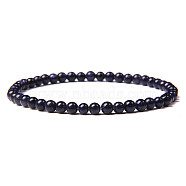 4mm Round Synthetic Blue Goldstone Beads Bracelet for Men, European and American Retro Simple Versatile Stretch Bracelets, 7-1/2 inch(19cm)(KG3069-17)