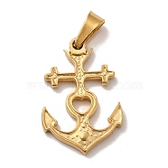 Vacuum Plating 201 Stainless Steel Pendants, Anchor, Golden, 20x14x2mm, Hole: 5x2.5mm(STAS-P314-25G)