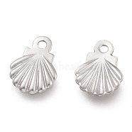 304 Stainless Steel Charms, Laser Cut, Scallop Shell Shape, Stainless Steel Color, 7.5x5.5x0.5mm, Hole: 1mm(STAS-O130-04P)