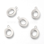 201 Stainless Steel Charms, Alphabet, Letter.O, 12x8.3x0.6mm, Hole: 1.4mm(STAS-C021-06P-O)