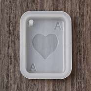 Playing Card Theme DIY Pendant Silicone Molds, Resin Casting Molds, for UV Resin, Epoxy Resin Craft Making, WhiteSmoke, Heart, 48x36x10mm, Hole: 2mm(DIY-G109-03C)