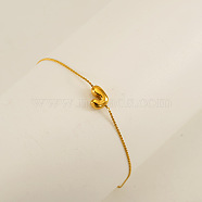 304 Stainless Steel Serpentine Chain Bracelets, Chunk Letter Link Bracelets for Women, Real 18K Gold Plated, Letter J, 6.50 inch(16.5cm), letter: 7~8.5x6~10.5mm(BJEW-H608-01G-J)