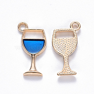 Alloy Enamel Pendants, Goblet, Light Gold, Royal Blue, 19x10x2mm, Hole: 1.8mm(ENAM-S121-089B)