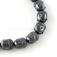 Non-magnetic Synthetic Hematite Beads Strands, Buddha Head, Black, 10x8.5~9x7mm, Hole: 1mm, about 39pcs/strand, 15.7 inch(X-G-R260-35)