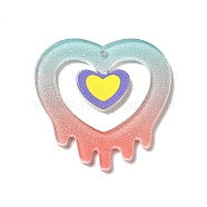 Acrylic Pendants, Heart Pattern, 37x37.5x2.5mm, Hole: 1.6mm(SACR-B004-17E)