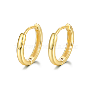 925 Sterling Silver Huggie Hoop Earrings, Round Ring, with S925 Stamp, for Women, Real 18K Gold Plated, 12mm(PN7654-3)
