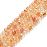 Natural Agate Beads Strands, Faceted Round, Dyed & Heated, Blanched Almond, 3.7~4x3.9~4.3mm, Hole: 0.8mm, about 89~93pcs/strand, 13.98''(35.5cm)(G-Q1000-02B)