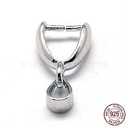 Rhodium Plated 925 Sterling Silver Ice Pick & Pinch Bails, Platinum, 12x3.5mm, Hole: 3x3.5mm, Pin: 0.6mm(STER-A006-332P)