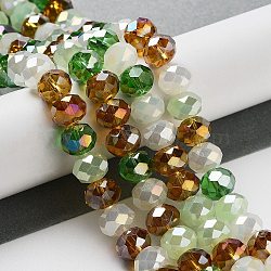 Glass Beads Strands, Faceted, Rondelle, Dark Sea Green, 10x8mm, Hole: 1mm, about 63~65pcs/strand, 19.2~20 inch(48~50cm)(EGLA-A034-M10mm-55)