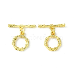 Rack Plating Eco-Friendly Brass Toggle Clasps, Long-Lasting Plated, Lead Free & Cadmium Free, Ring, Real 18K Gold Plated, Ring: 14x11.5x2.2mm, Hole: 1.3mm, Bar: 4.5x19x2mm, Hole: 1.3mm.(KK-K330-42G)