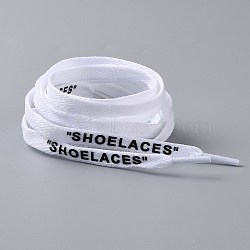 Polyester Flat Custom Shoelace, Flat Sneaker Shoe String with Word, for Kids and Adults, White, 1200x9x1.5mm, 2pcs/Pair(AJEW-H116-A03)