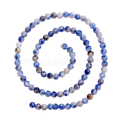 5 Strands Round Natural Blue Spot Jasper Beads Strands, 4~5mm, Hole: 1mm, about 92~95pcs/strand, 14.9~15.2 inch(G-NB0004-58)