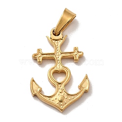 PVD Vacuum Plating 201 Stainless Steel Pendants, Anchor, Golden, 20x14x2mm, Hole: 5x2.5mm(STAS-P314-25G)