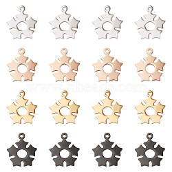 Unicraftale 16Pcs 4 Colors 201 Stainless Steel Pendants, Flower, Mixed Color, 18x15.5x1mm, Hole: 1.5mm, 4pcs/color(STAS-UN0030-78)