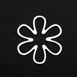 201 Stainless Steel Chandelier Component Links, Flower, Laser Cut, Stainless Steel Color, 18x20x1mm(STAS-R111-JA696)