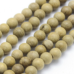Natural Camphor Wood Beads Strands, Round, Dyed, 6mm, Hole: 1mm, about 64pcs/strand, 15.7 inch(40cm)(WOOD-P011-08-6mm)