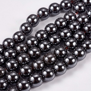Non-Magnetic Synthetic Hematite Beads Strands, Round, 8mm, Hole: 1.5mm, about 53pcs/strand