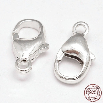 925 Sterling Silver Lobster Claw Clasps, Silver, 11.5x6x3.3mm, Hole: 1.8mm, about 32pcs/20g