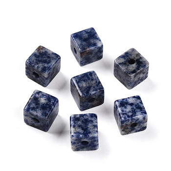 Natural Blue Spot Jasper European Beads, Large Hole Cube Beads, 15~16.5x15~16.5x15~16.5mm, Hole: 4.5~5.5mm