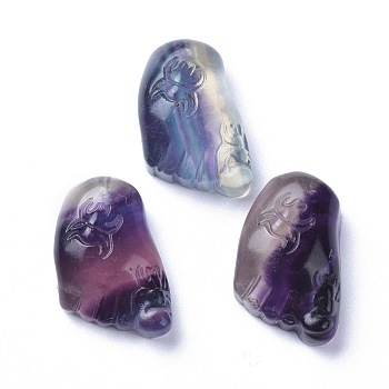 Carved Natural Fluorite Pendants, Foot with Spider, 23x14.5x9mm